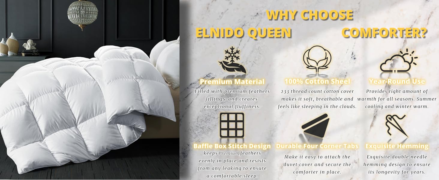 ELNIDO QUEEN Feather Down Fiber Comforter - Luxurious Hotel Bedding Comforter with Corner Tabs
| ELNIDO QUEEN All Se 965ddd11 5830 43f3 Ad17 8b287cbe4a5f. CR0,0,2928,1200 PT0 SX1464 V1