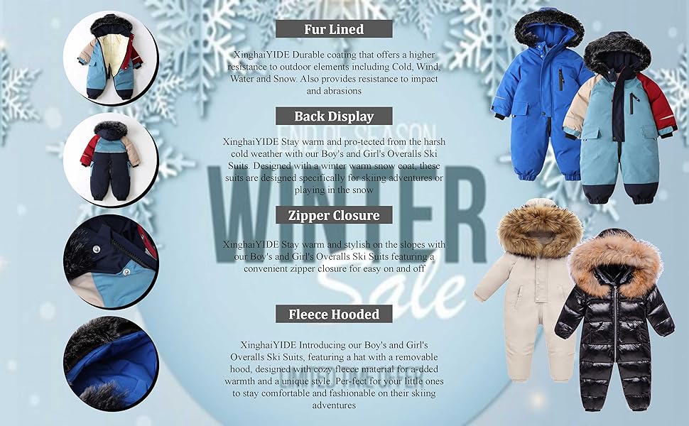 XinghaiYIDE Kids Ski Suit Jacket Pants Set 2024 Winter Snowboarding