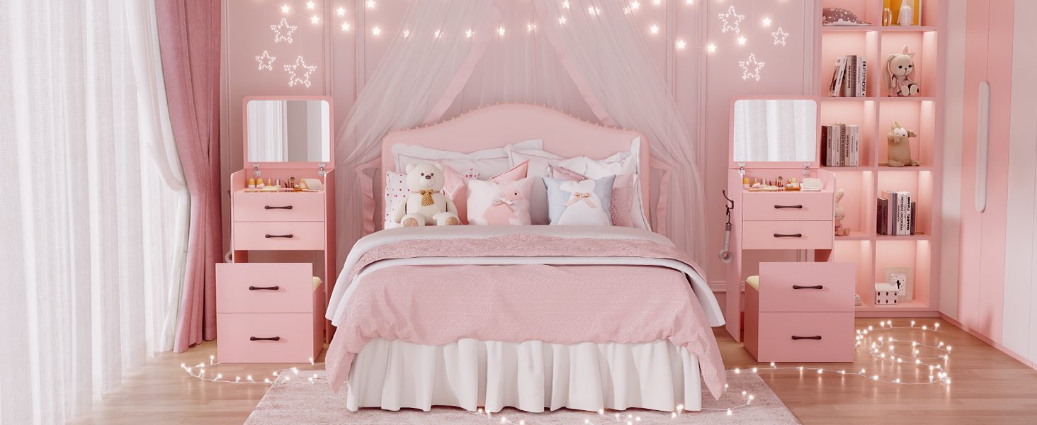 MDGC 3 in 1 Makeup Vanity Desk with Flip Top Mirror and