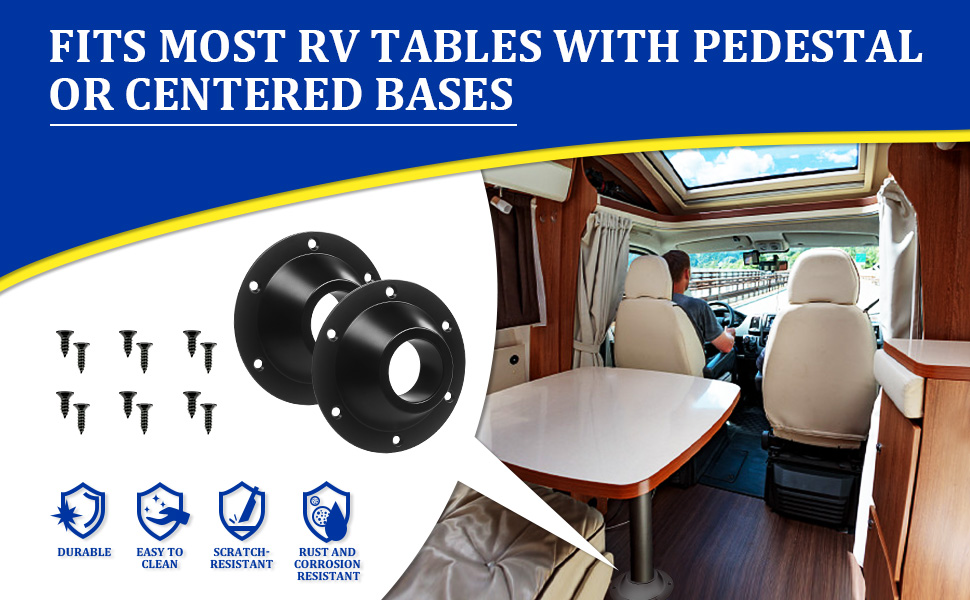 MARKETTY RV Table Base, 2Pack Aluminum Pedestal Table Base Flange,Table and Floor