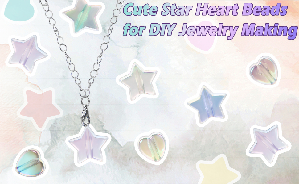 CCOZN 200 Pcs Star Heart Acrylic Beads for Jewelry Making
