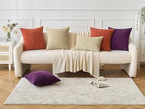 MADIZZ Set Of 2 Short Chenille Throw Pillow Covers 18x18 Inch Black