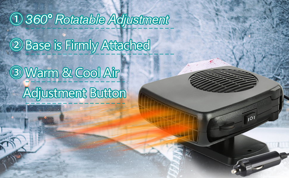 Car Heater, Fast Heating Defrost Defogger, 2 in1 Fast Heating and Cooling Fan, Outlet Plugin