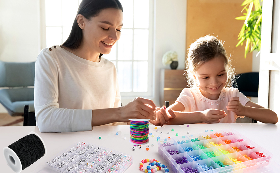 QBJAYTY 1.2mm Bracelet String Elastic, 328FT Elastic