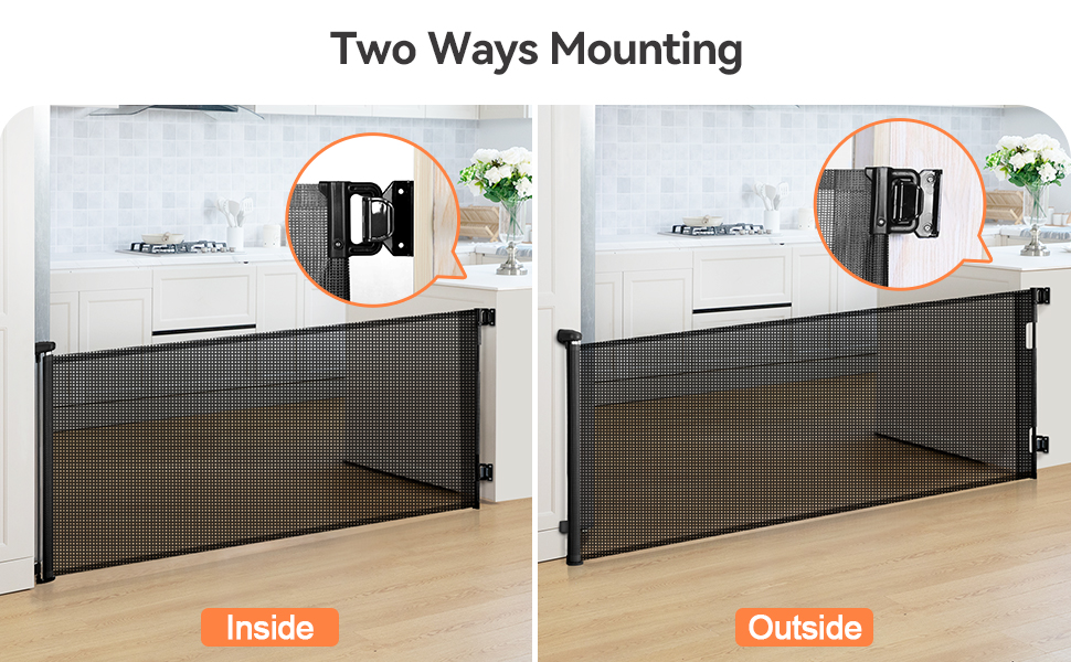 COMOMY Retractable Baby Gate for Stairs, 055" Mesh Dog