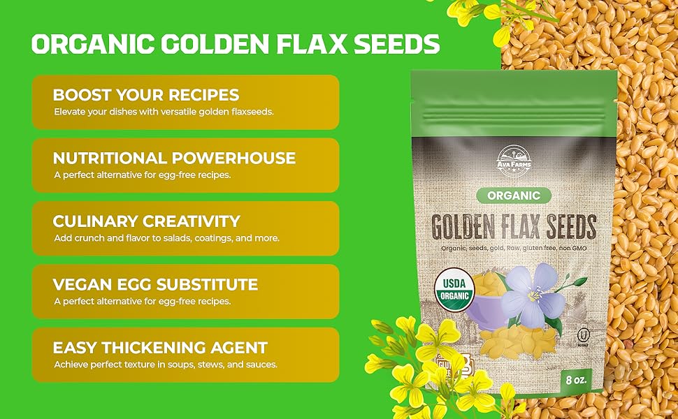 Ava Farms Organic Golden Flax Seeds Whole Flax Seeds for