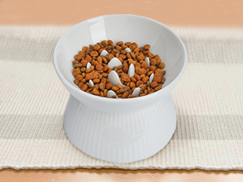 Kopmath Raised Cat Slow Feeder, Ceramic Slow Feeder Cat Bowl, Upgraded