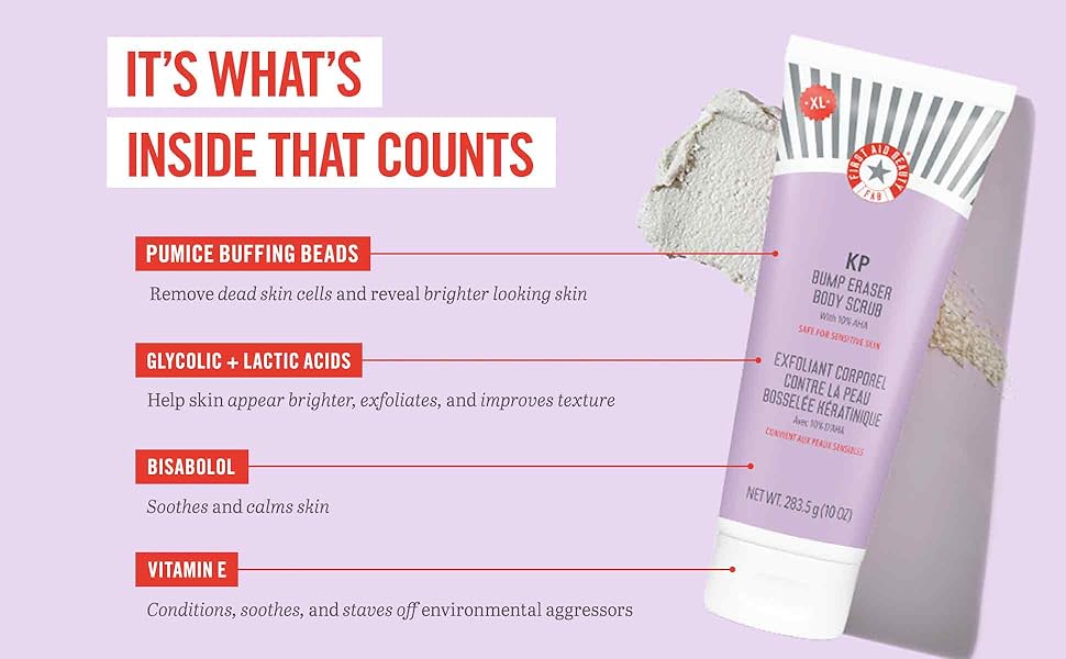 First Aid Beauty KP Bump Eraser Exfoliating Body Scrub Exfoliator for