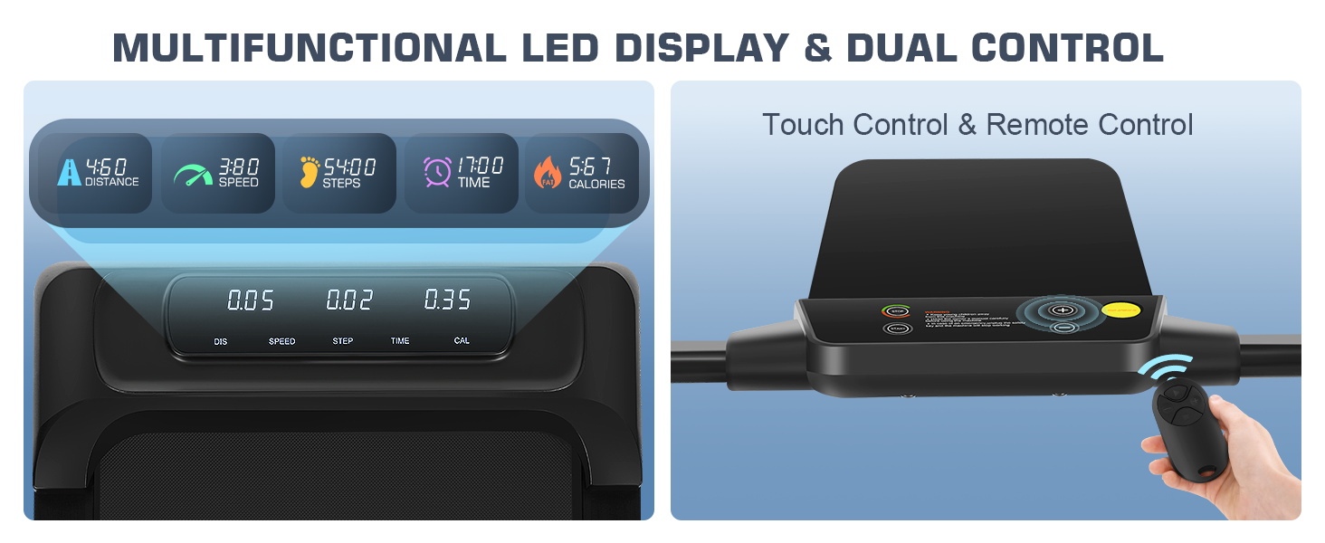 Folding Treadmill with Remote Control, APP and LED Display