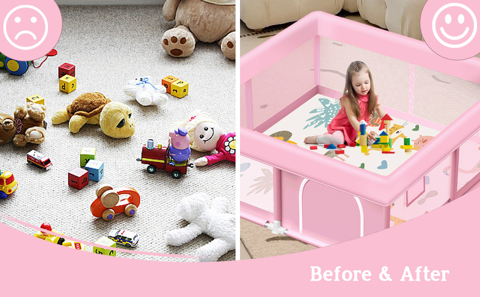 pink play pen with mat for girls