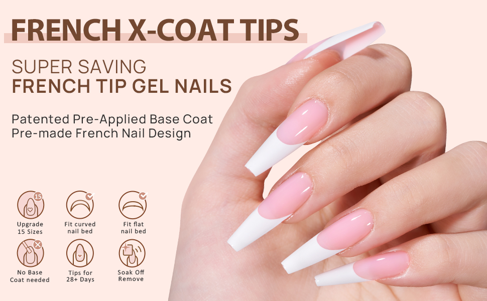 BTArtboxnails French Gel Nail Tips 150Pcs French Tip