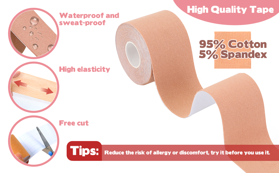 sularpek Boob Tape, 5 M ExtraLong Roll Booby Tape, with 2 Pcs Reusable