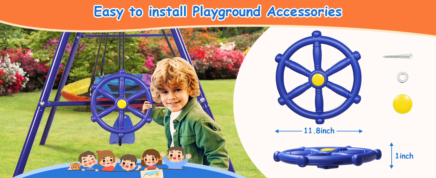 Lunafun Swing Set for Backyard, 440lbs Swing Set with Heavy
