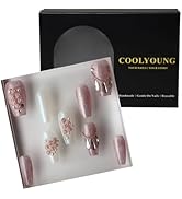 COOLYOUNG Short French Tip Press On Nails, luxury press on nails, Aurora, Handmade, Women Gifts, ...