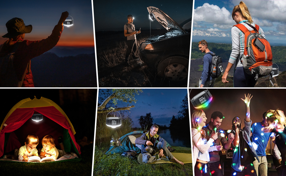 Camping Lantern, Portable RGB Disco Light, Remote Control Tent Light