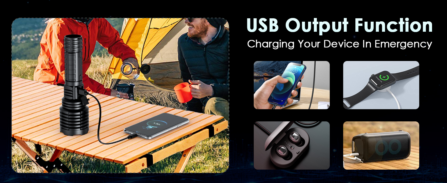 Flashlights with USB Output Function for Emergency