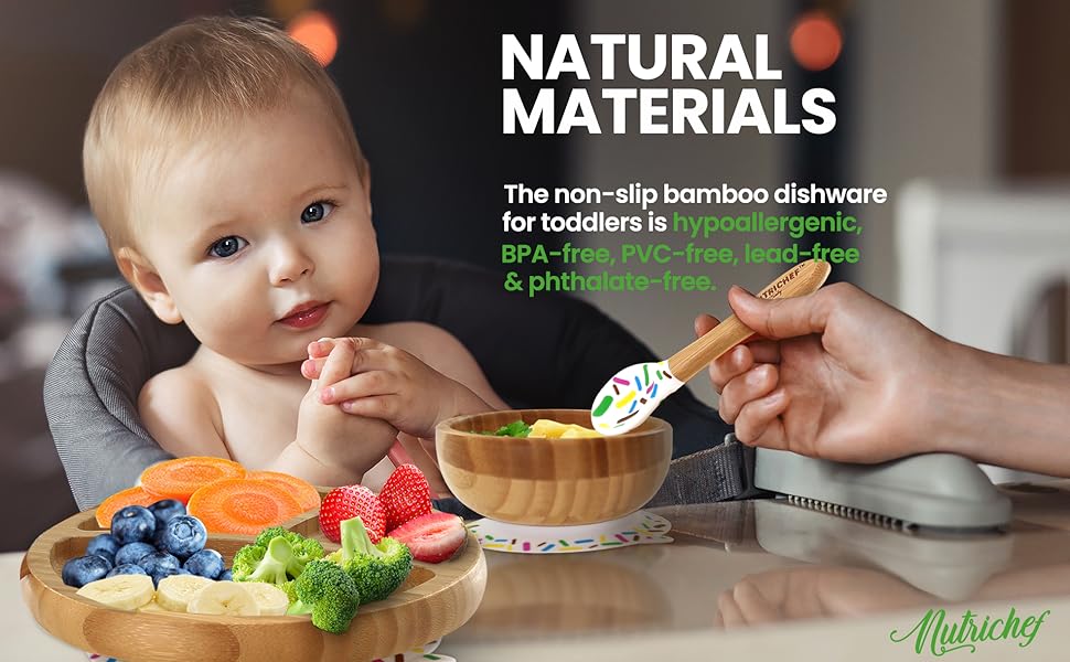 Round Bamboo Baby Plate;Wooden Toddler Plate;Stay Put Feeding;BPA-Free