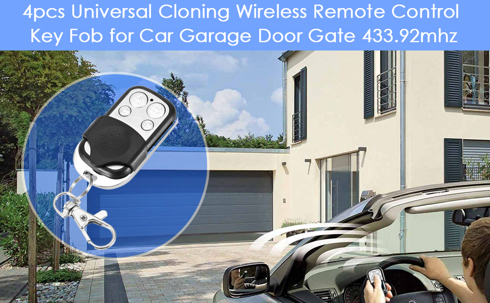 Car Garage Remote Control Key Fob, 4 Pcs Universal Car Garage Door Gate