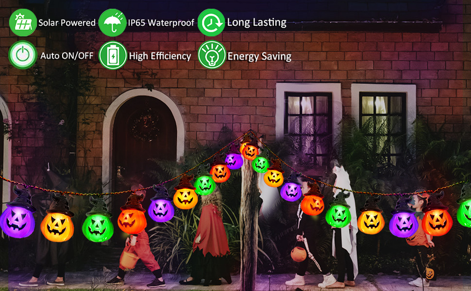Windpnn Upgraded Solar Halloween Lights Outdoor, Solar