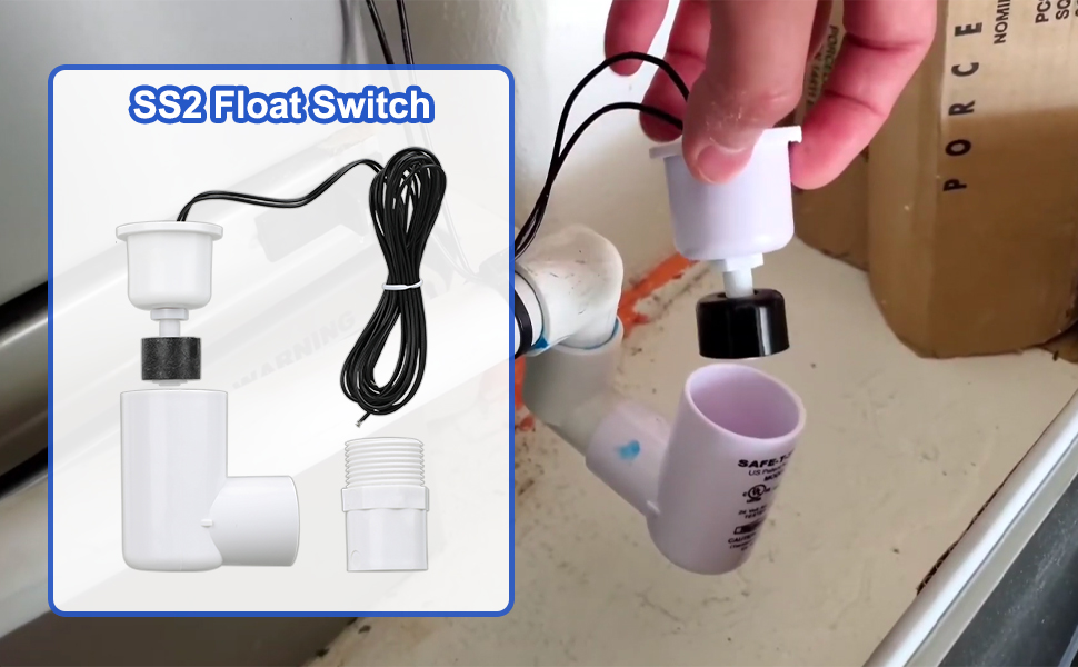 SS2 Float Switch L Shape SafeTSwitch for HVAC Drain Pan