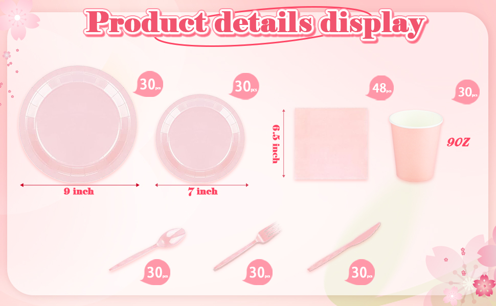 Pink party tableware set
