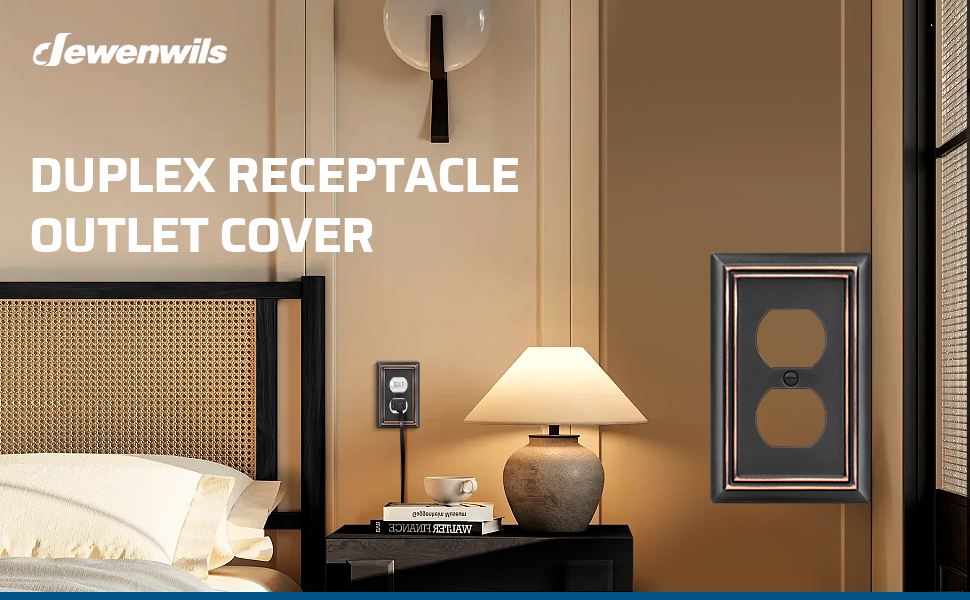DEWENWILS Duplex Outlet Covers, Aged Bronze Outlet Wall Plates, 4.92" x