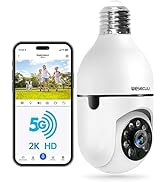 WESECUU Light Bulb Security Camera -5G& 2.4GHz WiFi 2K Security Cameras Wireless Outdoor Motion D...