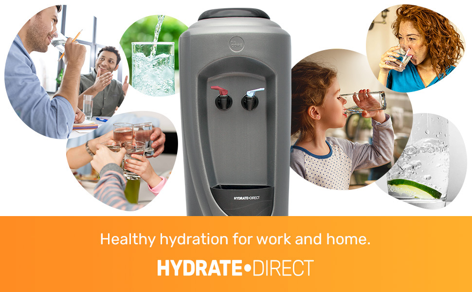 Hydrate Direct Core Bottled Water Cooler Dispenser, Hot & Cold