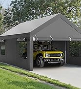 Walsunny Carport 10x20ft Heavy Duty Carport Canopy with Roll-up Ventilated Windows