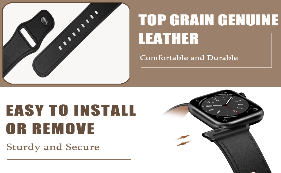 Top grain leather band, suitable for daily wear, outdoors and business. 