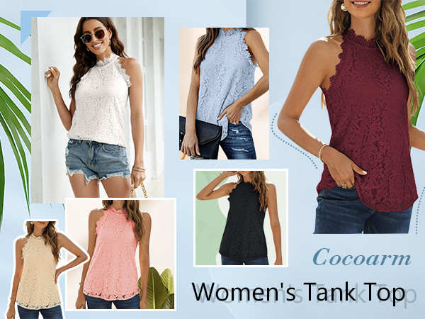 ☆送料・関税込☆LMC★WM LACE BASIC SLEEVELESS TOP★ Women Lace Tops Neck Casual Sleeveless Shirt Blouse Top