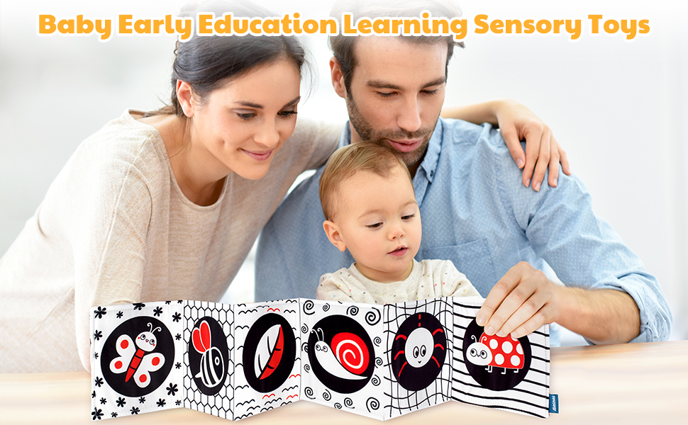 SYNARRY Black and White Baby Toys 03 Months, High Contrast Baby Book for Newborn