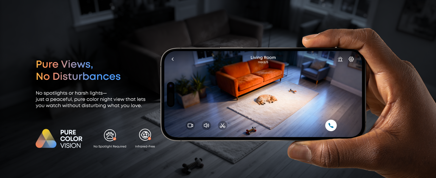 eufy Pure Color Vision with no spotlight for peaceful monitoring