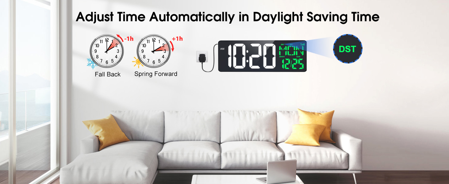 17 Inch Digital Wall Clock Large Display Bluetooth Sync