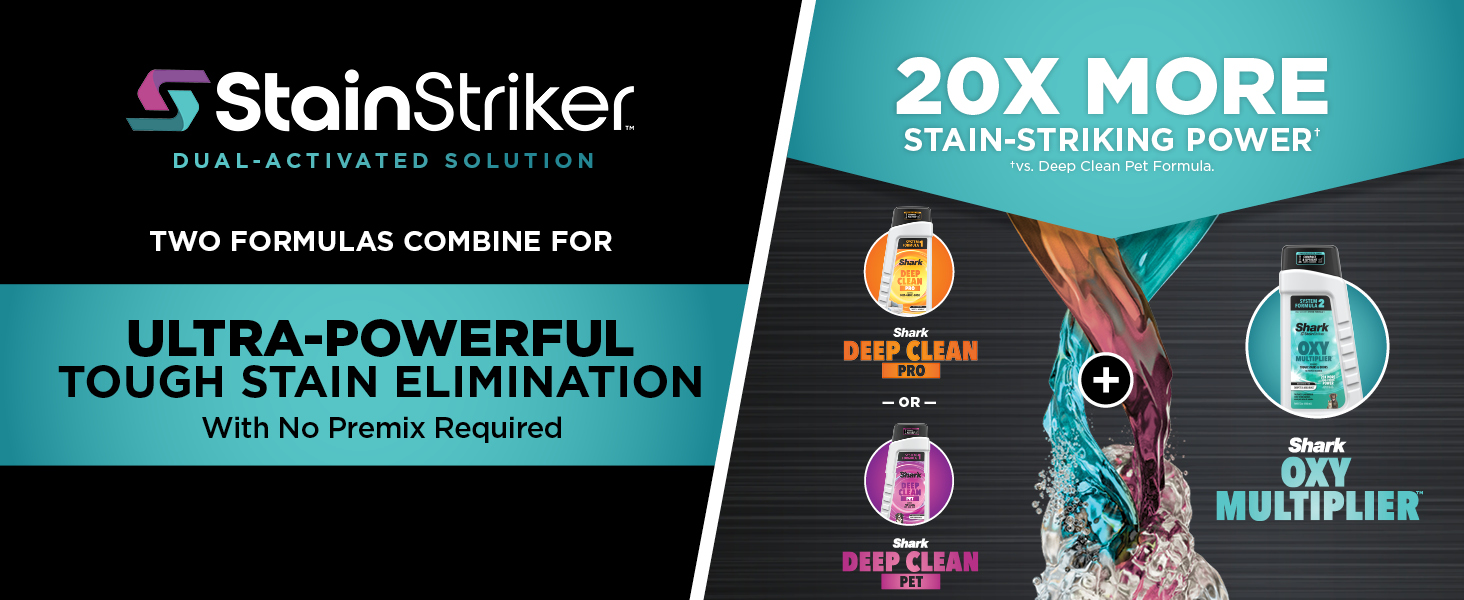TWO FORMULAS COMBINE FOR With No Premix Required ULTRA-POWERFUL TOUGH STAIN ELIMINATION