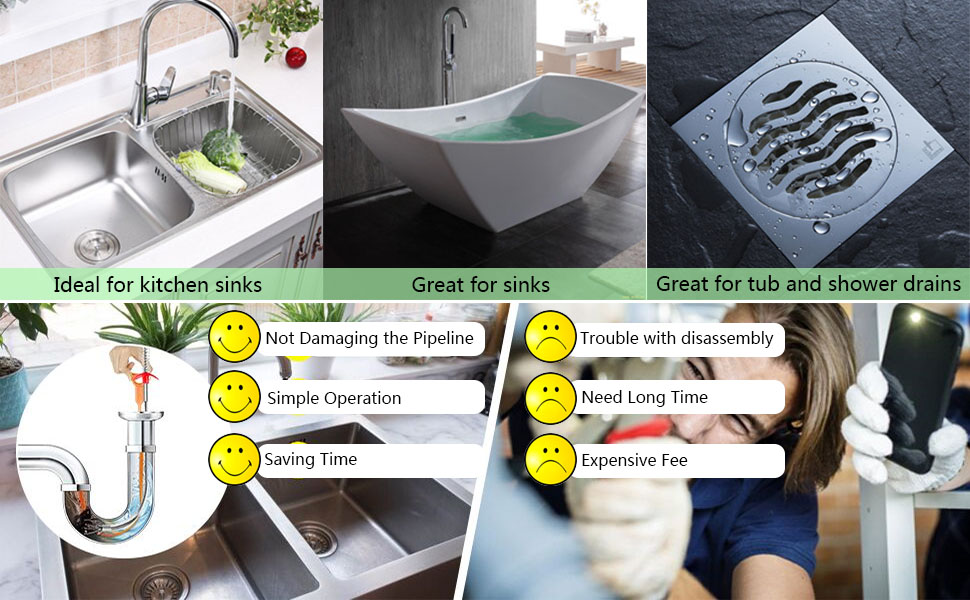 Forlivese Drain Snake,6 Pack Shower Drain Unblocker,Multifunctional