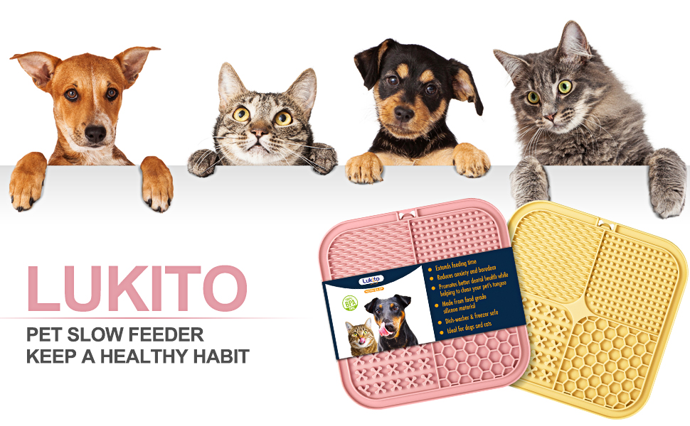 LUKITO Lick Mat for Dogs & Cats 2 Pack with Suction Cups