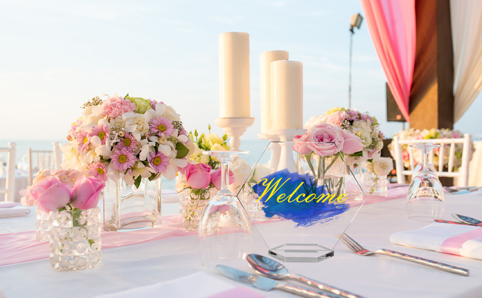 Senbota 20Sets Hexagon Acrylic Sign Acrylic Table Signs