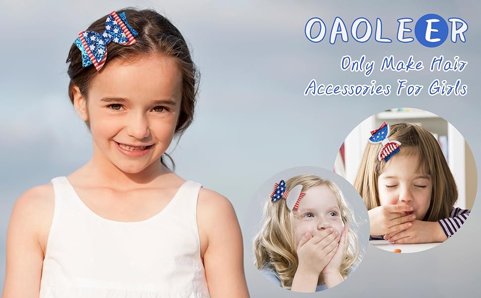 4th of July Hair Bows Clips
