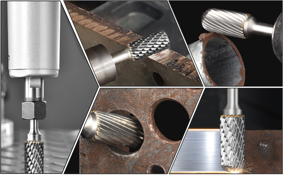 TUAKIMCE Carbide Die Grinder Bits, 6x10mm High Speed Tungsten Double