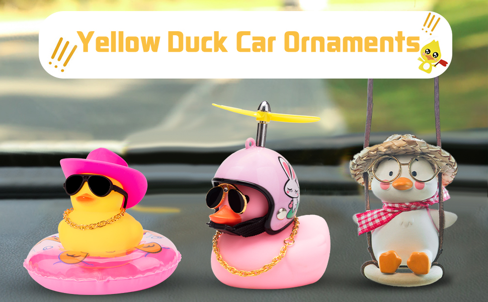 wonuu Car Rubber Duck 3Pcs of Car Duck Decorations