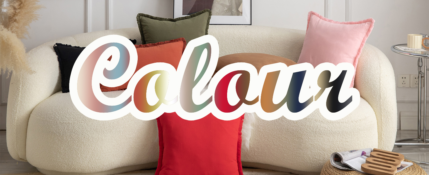 MANDIOO Set of 4 Neutral Cotton Fringe Decorative Throw