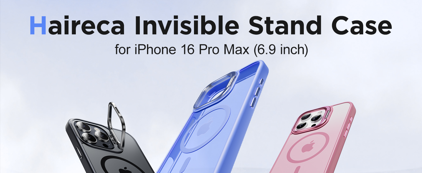Haireca for iPhone 16 Pro Max Case with Stand, Fit for
