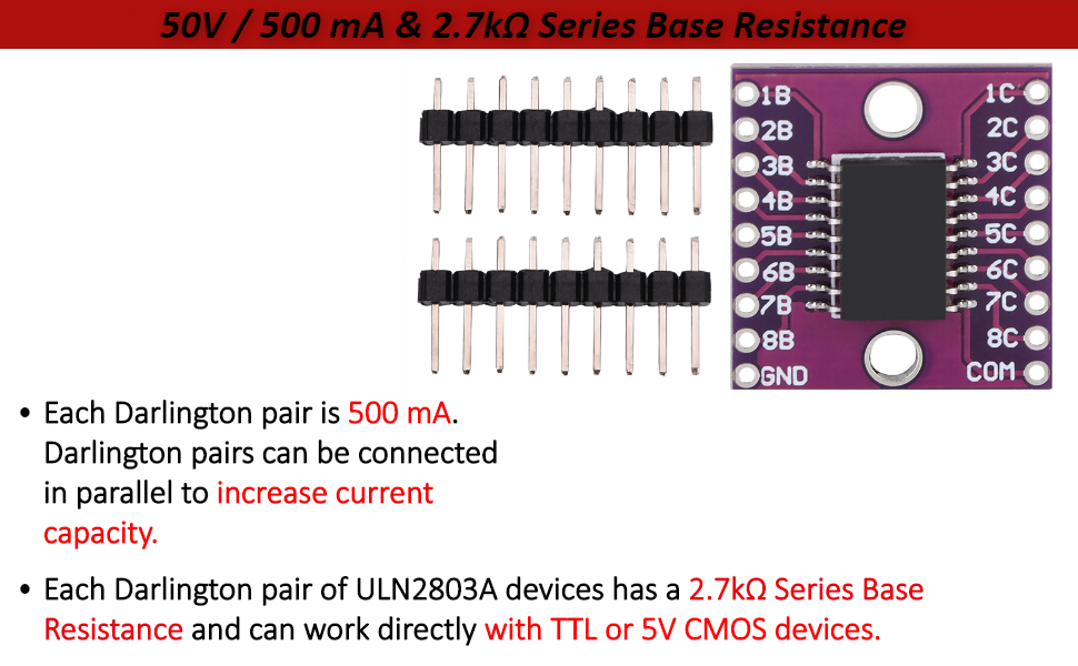 2Pcs ULN2803A Darlington Transistor Array Driver Breakout Board, High