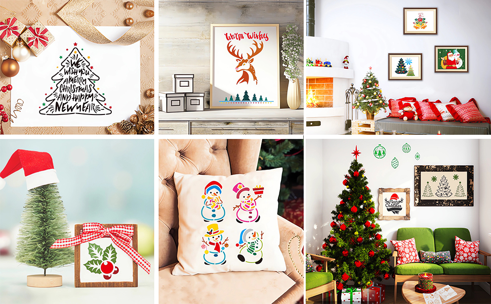 Christmas Stencils for Painting on Wood, 20pcs 5.2 Inch