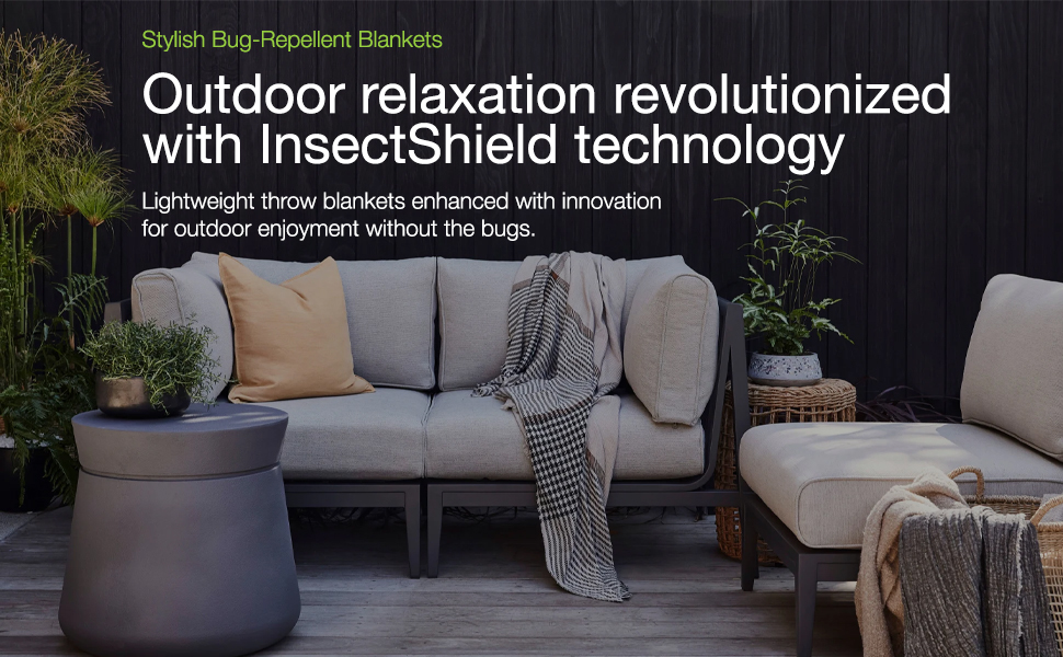Lightweight throw blankets enhanced with innovation for outdoor enjoyment without the bugs