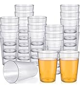 48 Pack 8 oz Reusable Plastic Cups, Restaurant Grade Stackable Tumblers Break Resistant Drinking ...