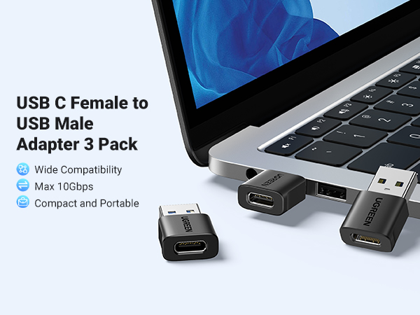 ౨ৎ ページ UGREEN USB to USB C Adapter 3 Pack, 10Gbps Data Transfer USB