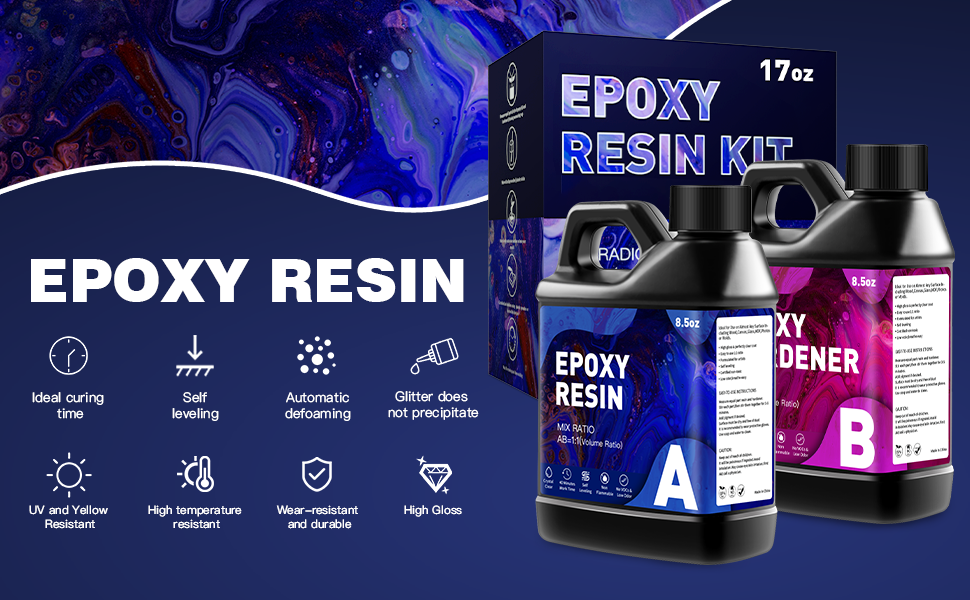 GRLELOU Epoxy Resin 17OZ Epoxy Resin Kit, Crystal Clear Resin, Not