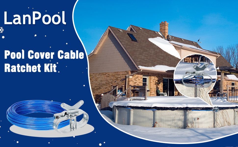 Pool Cover Winch and Cable Kit, Winterize Pool Closing Kit